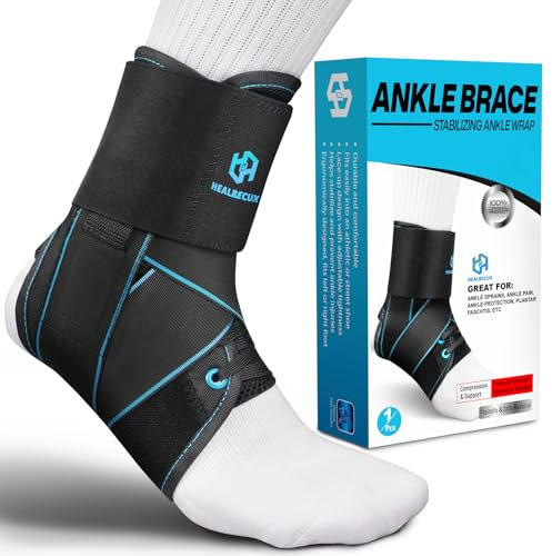 Healrecux Sprunggelenkbandage Knöchelbandage für Damen und Herren, Einstellbares bandage fußgelenk, Knöchelstabilisator Fußbandage für Plantarfasziitis, Laufen Fussball, Sport Schützen - XS