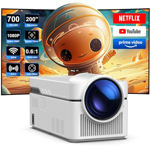 Magcubic HY450NTV Ultra Short Throw Projector, 8K Support Smart Projector with WiFi and Bluetooth, 200 Screen Portable Proyector, Voice Control, 2x8W Stereo Speakers for Home Theater and Outdoor Use