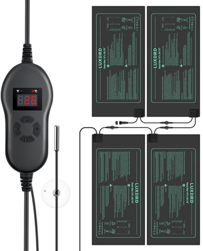 Luxbird Lot de 4 tapis chauffants avec 1 contrôleur, fonction de minuterie, tapis chauffant pour serre d'intérieur, 30 W, commande unique à plusieurs niveaux, étanche IP67, tapis chauffant, plantes,