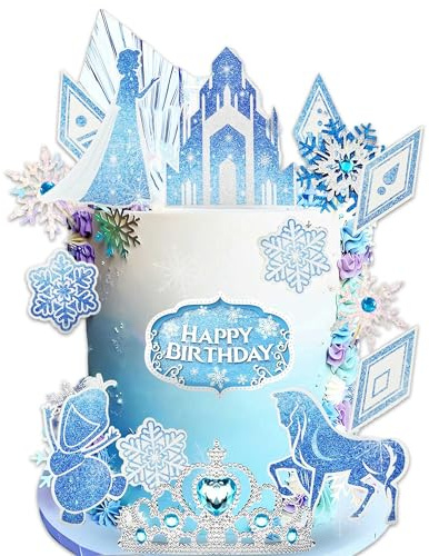 Princess Tortendeko Geburstagstorte Happy Birthday Kuchendeko Alles Gute zum Geburtstag Kuchen Topper Dekorationen Schneeflocke Cartoon Geburtstagskuchen Dekorationen