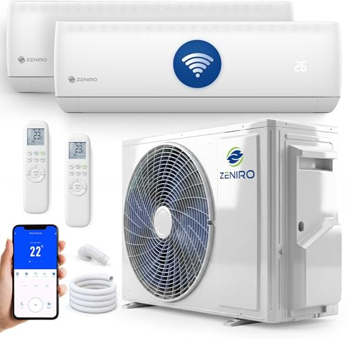 ZENIRO Klimaanlage Multi Split Klimagerät Set Air Conditioner mit Heizfunktion (2x 2,6kW (jeweils bis 45 m²) | Außen: 5,3kW)