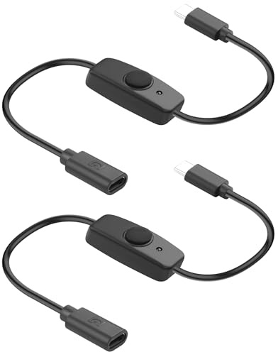 JSADZKJ Cable de carga USB C macho a hembra de 5 V con interruptor de encendido/apagado, cable de carga tipo C, adaptador para lámpara de escritorio LED, ventilador USB, iluminación de tiras LED