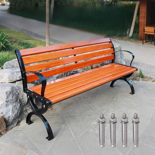 Generisch Gartenbank Holz 3 Sitzer Sitzbank Metall Aluminium Mit Rückenlehne Und Armlehne Outdoor Parkbank Wetterfest 120cm 150cm 180cm(120cm)