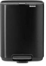 Brabantia Bo Pedal Bin 4L (Matt Black), Space-Efficient and Soft Closing Waste Bin with Light Pedal Operation, Easy to Clean Removable Plastic Inner Bucket with Free PerfectFit Rubbish Bags Included