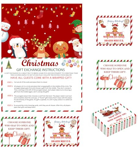 Weihnachts-Spielkarte, 61 Stück, Frohe Weihnachten, Familienspiele, Karten, Urlaubsgeschenk, Swap-Party-Spiele, Karten für Familie, Erwachsene, Gruppen, Weihnachts-Partyzubehör