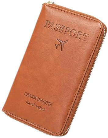 Huvqianu Passfodral, robust plånbok med dragkedja, 11,5 x 2,0 cm autentisk stöldskyddsväska, kompakt design, säker korthållare för shopping, arbete, semester, flygplatsanvändning