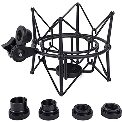 Jkjlorey Microphone Shock Mount Adjustable Mount Recording Mic Stand Metal Bracket Pod Microphone Stand (Black)
