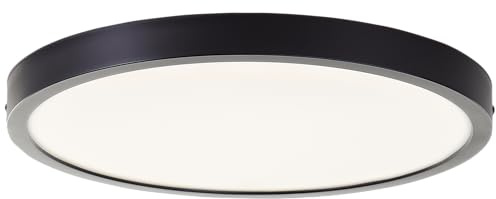 Lightbox LED Deckenlampe flach Ø 37,5 cm, Schwarz, IP44 Lampe | Spritzwassergeschützte Leuchte für Bad, Küche und Schlafzimmer, langlebige und pflegeleichte Bauform