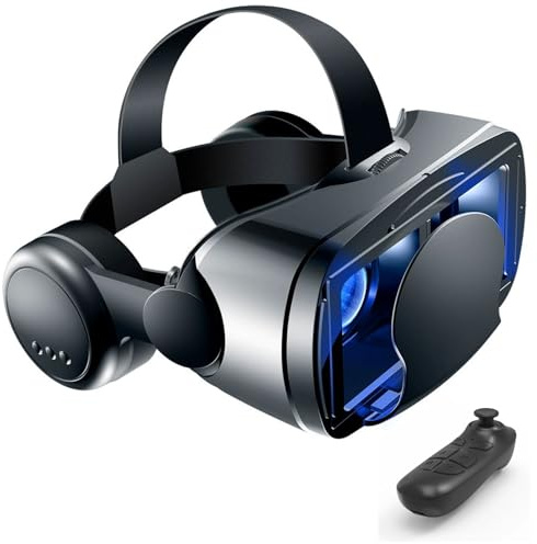 VR Brille, 3D Virtual Reality Headset Mit HD-Anti-Blaulicht-Linsen, VR Glasses Augenschutz Brille PC Unterhaltung, für iPhone Samsung Android 4,7–7,2 Zoll(B)