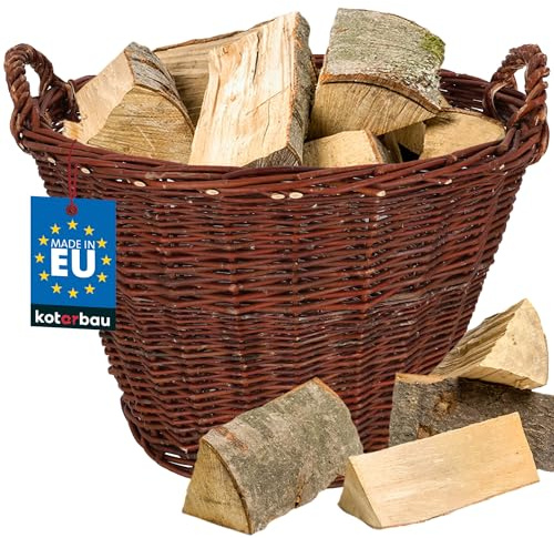 KOTARBAU® Weidenkorb mit Griffen - ø 55 cm - Blumen Korb - Aufbewahrung von Spielzeug - Holzkorb für Kaminholz - Erntekorb aus Weide - Aufbewahrungskörbe - Braun