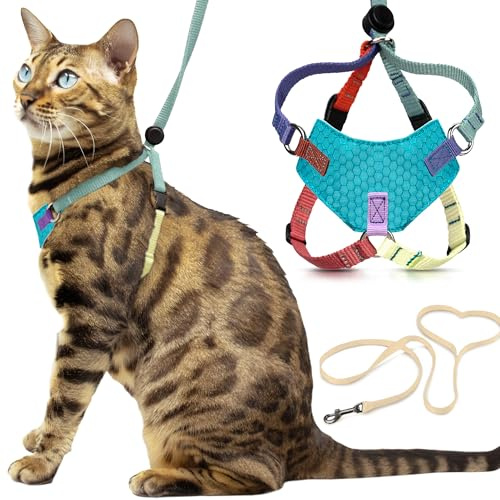 Houdini Ausbruchsicheres Katzengeschirr und Leine Set von OutdoorBengal - Taktische Weste zum Spazierengehen - Bequem, Verstellbar und Leicht - Houdini Katzengeschirr Ausbruchsicher für Katzen +