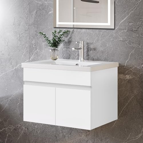 Skybathroom 600mm Bathroom Vanity Units with Basin Sink Cabinet 2 Soft-close Doors Wall Hung