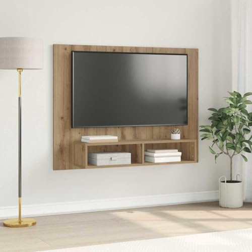 Mimdixy Meuble bas, meuble TV, salon, meuble TV, meuble TV mural, chêne artisanal, 120 x 23,5 x 90 cm, matériau dérivé du bois pour chambre familiale, couloir, style moderne