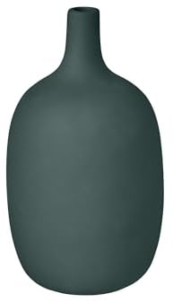 blomus Vase -CEOLA- | Blumenvase aus Keramik | 11Ø x 21H cm | Farbe Rain Forest | Dekovasen & Wohnaccessoire