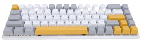 Plyisty Mechanical Gaming Keyboard, 68 Keys RGB Backlight Wired USB Blue Switch Compact 60 Percent Keyboard, with Ergonomic Design and Non Conflict Keys (Yellow Gray White)