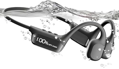 KESIEME Kopfhörer Schwimmen,IPX8 wasserdichte Kopfhörer mit LED-Display, Bluetooth 5.4 Knochenleitungs Schwimmkopfhörer, integrierter 32 GB Speicher,Open-Ear-Sportkopfhörer zum Laufen und Radfahren