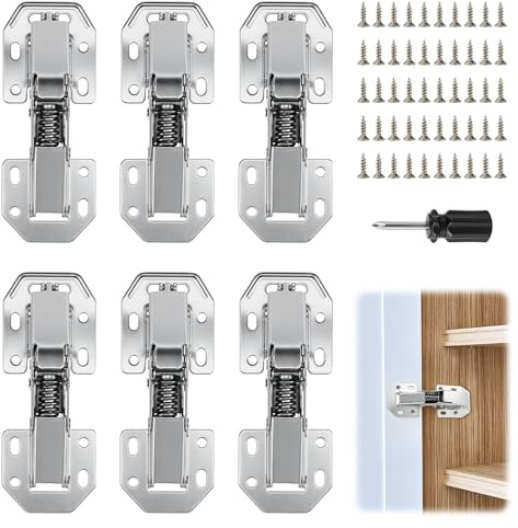 6 Pcs Soft Close Cabinet Hinges Kitchen Cabinet Door Hinges 90 Degree with Screws Kitchen Cupboard Hinge Easy Installation for Cabinet, Cupboards, Wardrobe