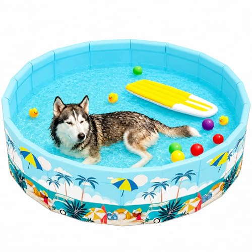 Shyllin Piscina Pieghevole, 90x90x45CM,Vasca in PVC Resistente, Fondo Antiscivolo, Non Necessita di Gonfiaggio, Drenaggio Rapido, Adatto per Giardini, Camere da Letto e Terrazze