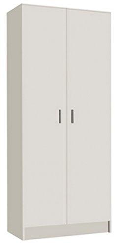 Armoire rangement nettoyage 2 portes en mélamine coloris blanc - Dim : H180 x L73 x P37 cm -PEGANE-