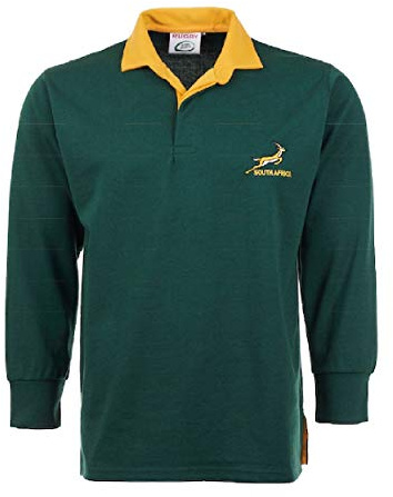 ACTIVE WEAR Men’s Rugby Full Sleeve with Rounded Collar Shirt| South Africa Embroidered Logo Collar Style | Casual Polycotton Winter Windproof and Warm T-Shirt | Dark Green (Size S to 5XL) L