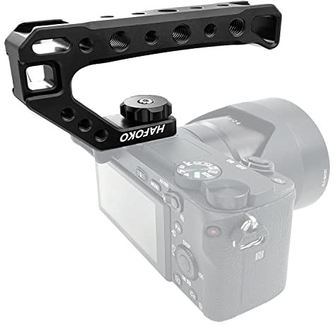 HAFOKO Kamera Top Griff Camera Top Käse Griff Universal Video Stabilizing Rig W 3 Cold Shoe Adapter zur Befestigung von Mikrofon LED-Licht Monitor Easy Low Angle Shoots Metal