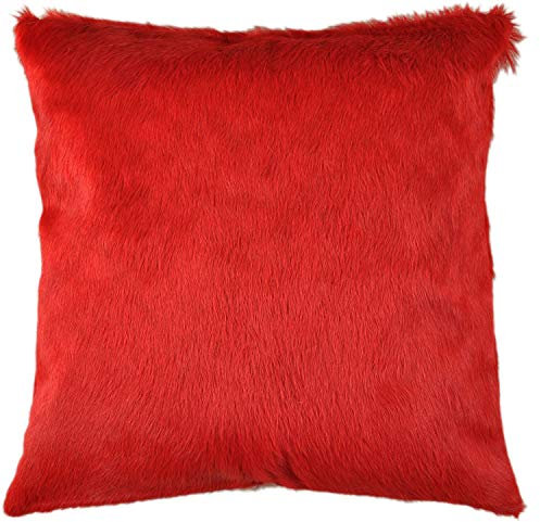 generisch KUHFELL Kissenbezug ROT 50 x 50 cm DEKO Kissen AUS ECHTEM KUHFELL BEIDE Seiten AUS Fell