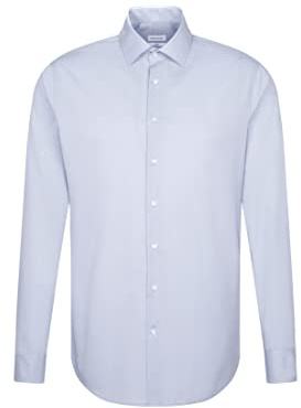 Chemise business homme Seidensticker - coupe slim - sans repassage - col Kent - manches longues - 100 % coton ,Blau (Hellblau ) ,40