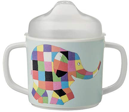 Elmer Petit Jour Paris Tasse à Bec à 2 Anses Couvercle Amovible Base Antidérapante pour Apprendre à Boire au Verre, Dès 6 Mois, 160 ml