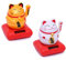 Winkekatze 2er Set Solar - Winkende Japanische Glückskatze - Wackelfigur Glücksbringer Büro Schreibtisch - lustige Scherzartikel - Abschiedsgeschenk Kollege - Wichtel-Geschenk (Gold & Weiß Solar)