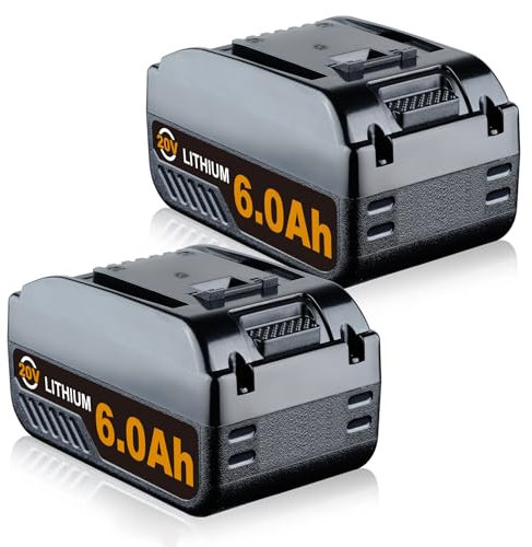 VINIDA 2Packs 6.0Ah Replacement for Worx Battery 20V Max WA3520 WA3525 WA3575 WA3578 WA3575 WA3512 WA3512.1 WA3522 WA3544 WA3671Replacement for Worx 20v Battery Cordless Tools