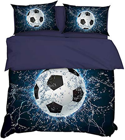 AYMAING Kids - Kinder Bettwäsche 135x200 cm Fussball-Motiv Bettbezug und Kissenbezüge Set für Fußball Fans.