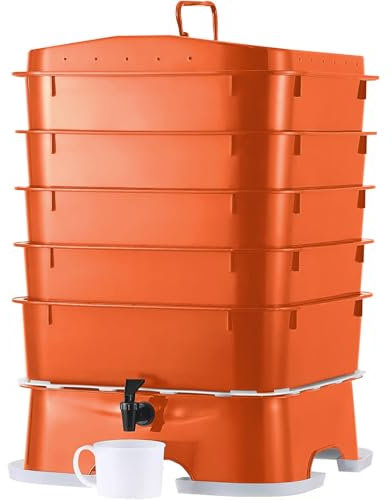Original Vermihut ® Plus 5 – Tray Worm Composter -Terracotta,Sustainable Design for Both Indoor & Outdoor, Worm Compost Bin for Vermicomposting Starter, Recycling Food Wastes to Save Our Planet