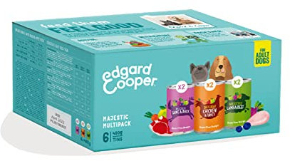 Edgard & Cooper Lot de 6 boîtes de nourriture humide pour chiens adultes sans céréales pour aliments naturels multipack 6 x 400 g poulet et dinde frais, alimentation complète, saine et équilibrée pour