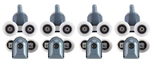 8 Pezzi Rulli per Doccia, Pulegge per Anta Doccia, Ruote Cuscinetti Rotelline Rulli per Box Doccia Rulli per Porta Doccia Doccia Runners Ruota Superiore (Doppia Ruota)