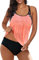 Aleumdr Damen Tankinis Bauchweg Frau Bademode Set Damen Badeanzug Tankini Set mit Dreieck Unterhosen Damen Push Up Badeanzüge Badebekleidung Zweiteiliger Bikini Set,Orange L