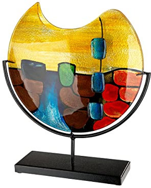Gilde GlasArt 39931 Jarrón Decorativo de Cristal Redondo de Murano, Multicolor