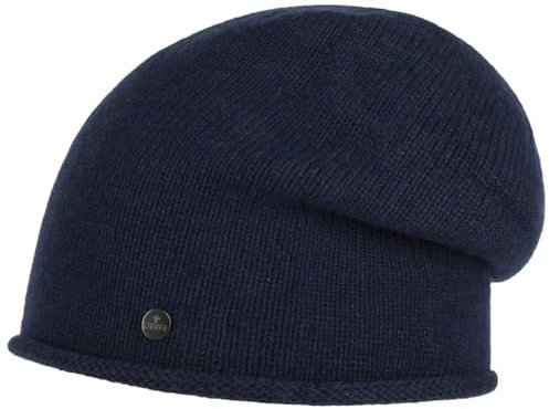 LIERYS Merino Kaschmir Beanie Damen/Herren (Länge: 26 cm) - Oversize-Mütze mit Merinowolle und Kaschmirwolle - Made in Germany - One Size 56-61 cm - Wollmütze Herbst/Winter dunkelblau One Size