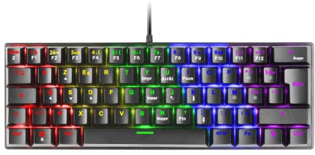 Mars Gaming MK60 Nero, Tastiera Gaming Meccanica FRGB, Antighosting, Switch Meccanico Marrone, Lingua Francese