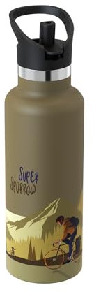 Super Sparrow Trinkflasche Edelstahl - Ultraleicht Thermobecher - 500ml - Standardmund Stroh-Deckel - BPA-Frei Thermoskanne, Thermosflasche für Sport, Travel, Schule, Outdoor