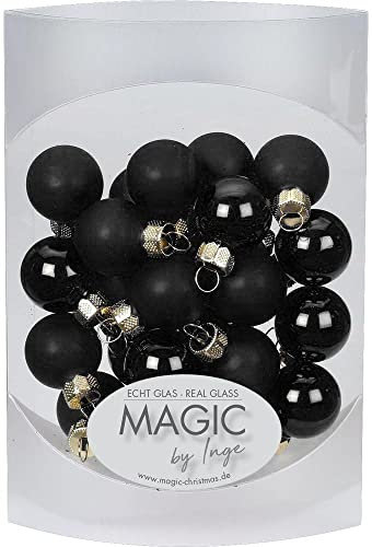 MAGIC 25 STK. Weihnachtskugel 2cm Glas Weihnachtsschmuck Weihnachtsdeko Deko Box (Eboy Black // schwarz)