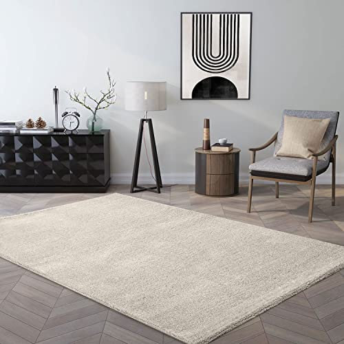 VIMODA Teppich kurzflor Einfarbig Super Qualität Ultra Soft für Wohnzimmer, Kinderzimmer, Schlafzimmer Läufer, Farbe:Creme, Maße:200x290 cm