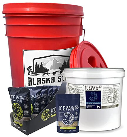 Musher Bundle Wässern M I Futtereimer Rot I Feuchtfutter 6x400g I Glycocharge 7 kg Eimer I Fischpulver 200 g
