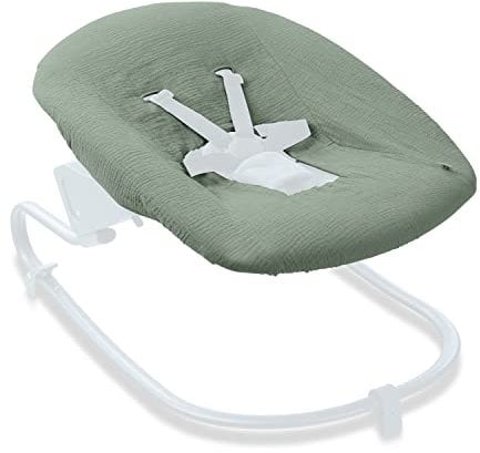 hauck Schonbezug für Babywippen und Newborn Aufsätze Alpha Bouncer Premium, Alpha Bouncer Deluxe, Alpha Bouncer 2in1, Atmungsaktive Musselin Baumwolle, 85 cm x 74 cm x 0,25 cm (Sage)