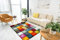 Mia´s Teppiche Stone Wohnzimmer Teppich Hand Carved, Kurzflor, Farbenfroh, Bunt, Blau, Rot, Braun, Grün, Grau, Kariert, 120 x 170 cm