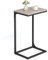 VASAGLE C-Shaped Side Table, Bedside Table, Sofa Side Table, with Metal Frame, Industrial, for Living Room, Bedroom, Heather Greige and Black LET353B02