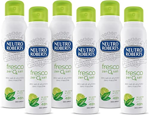 6x Neutro Roberts, Fresco Verde Deodorant Spray, mit grünem Tee und Limette, null Aluminiumsalze, null Flecken 150 ml + Italian Gourmet Polpa 400g