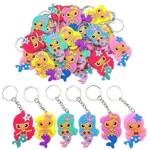 JZK 30x Portachiavi sirena sirenetta per bomboniere festa compleanno bambine, accessori decorazioni sirena pensierini regalini omaggi regalo ringraziamento per ospiti per feste a tema principessa