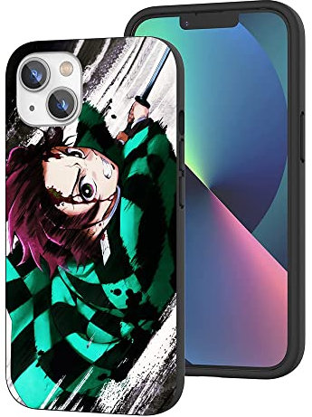 WANGQINHAI Kompatibel mit iPhone 13 Hülle, Anime Cool Manga TPU Drop Protection Shock Absorbing Scratch Resistant Phone Case Cover (Anime-Demon-Slayer-Comic-1)