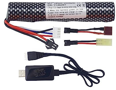 1PCS 3S 11.1V 2000mAh Li-ion Batterie mit SM-2P Stecker Stecker und USB Ladekabel passend für Airsoft Gel Wassertropfen Blaster Gelkugelstoßwelle Spielzeug Luftpistole