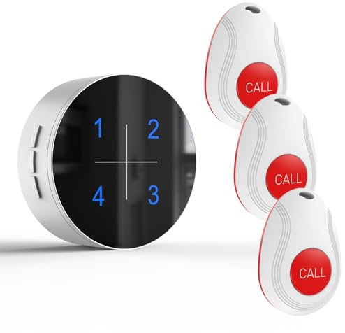 Wireless Caregiver Pager Nurse Call Button for Elderly LED Number Display Call Light Nurse Alert System Call Bell for Patients at Residential Care Home/Nursing Home 500+ft(3buttons + 1receiver)